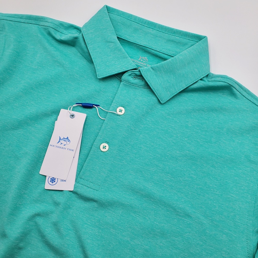 Southern Tide Mens brreeze Performance Polo Heather Turtle Green 10348 Size M - Picture 1 of 9